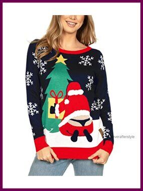 Women's Ugly Christmas Sweater Funny Festive Holiday Pullover Crew Neck